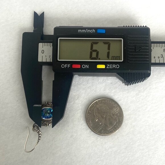 Sarda Sterling Silver 925 Mystic Quartz Bali Scrollwork Dangle Drop Earrings - Picture 11 of 16